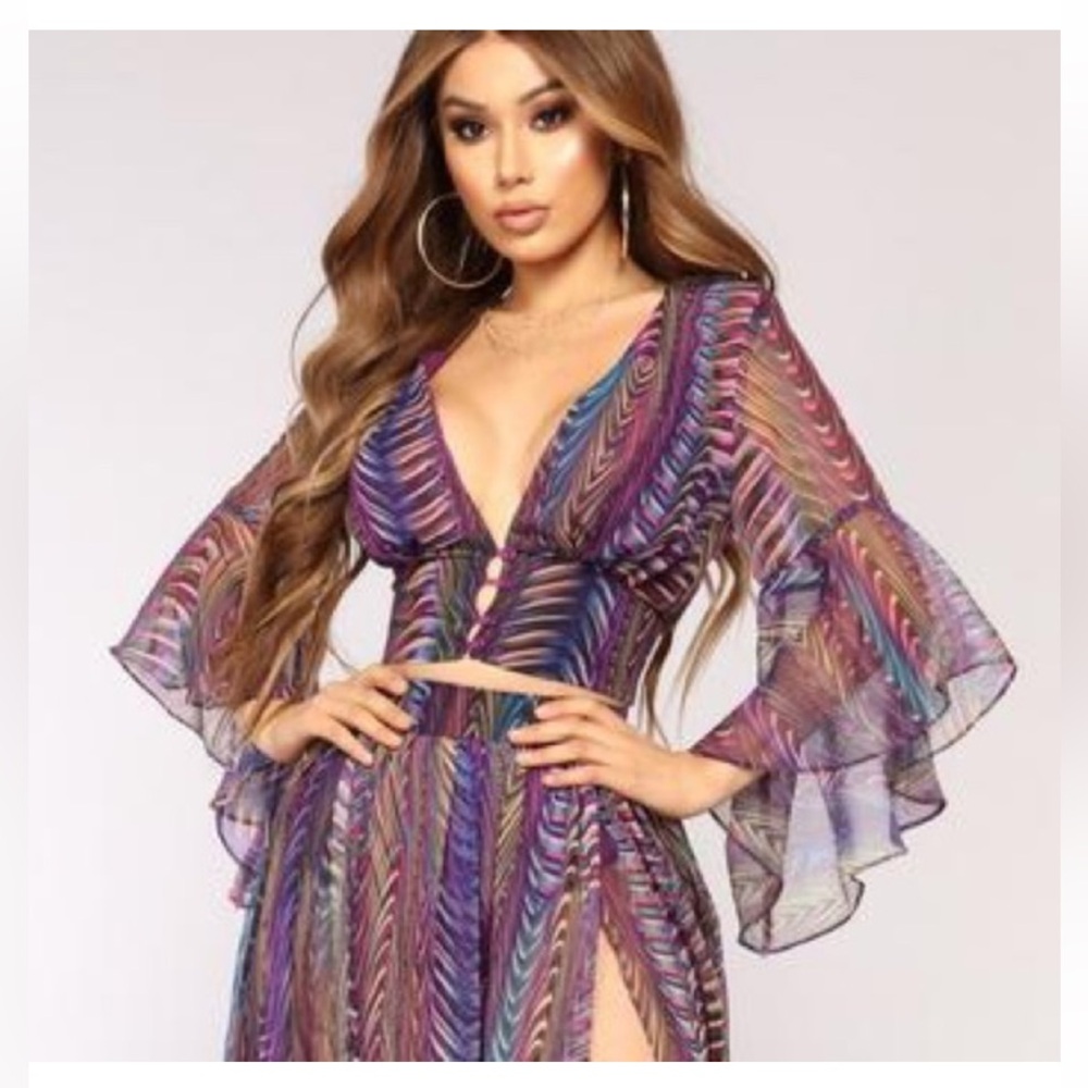 🪞 NEW button front bell sleeve cinched waist dressy crop top in multi color